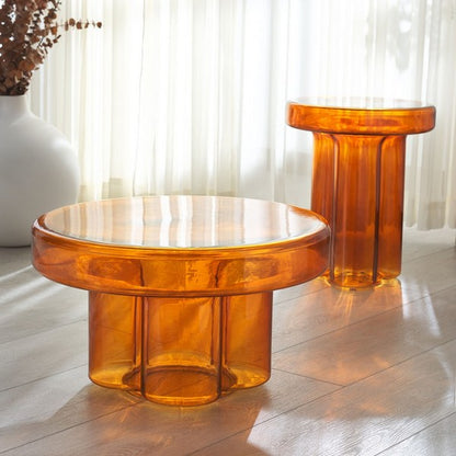 Muggio 18 in. Glass Accent Table - Orange