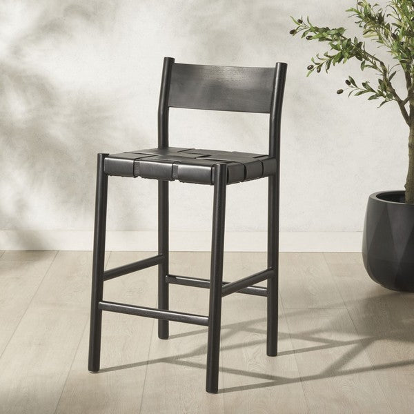 Mameli Woven Leather Counter Stool