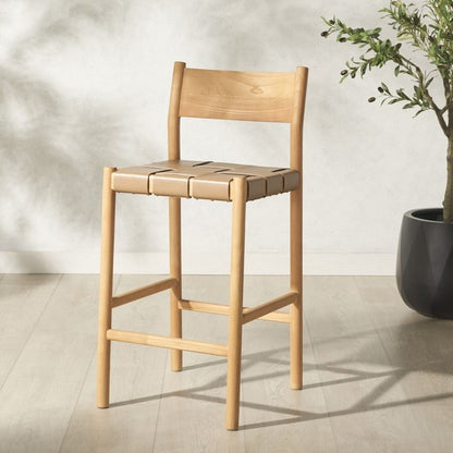 Buronzo Woven Leather Counter Stool