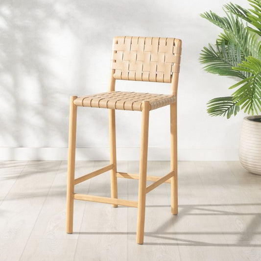 Prazzo Woven Leather Counter Stool