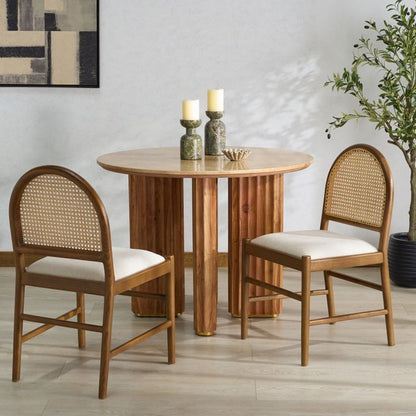 Ginosa Rattan and Leather Dining Chair - Set of 2