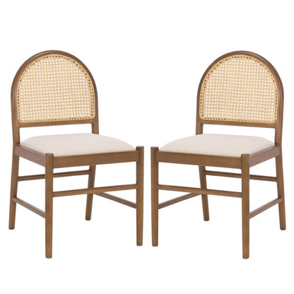 Ginosa Rattan and Leather Dining Chair - Set of 2