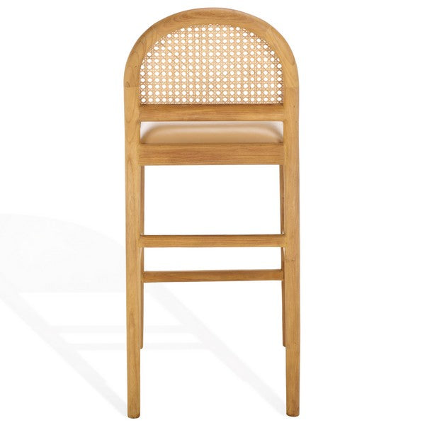 Galilea Rattan and Leather Counter Stool