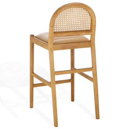 Galilea Rattan and Leather Counter Stool
