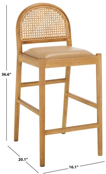 Galilea Rattan and Leather Counter Stool