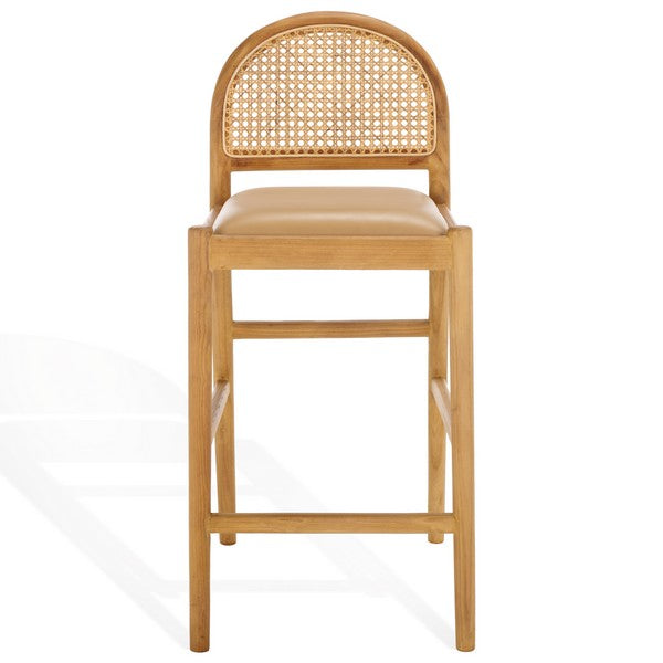 Galilea Rattan and Leather Counter Stool