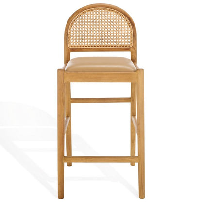 Galilea Rattan and Leather Counter Stool