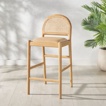 Galilea Rattan and Leather Counter Stool