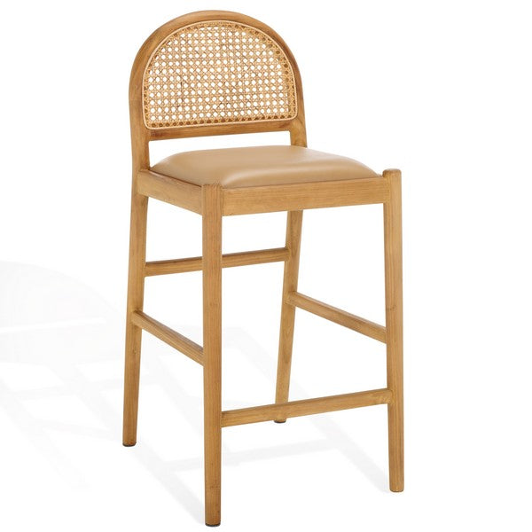 Galilea Rattan and Leather Counter Stool