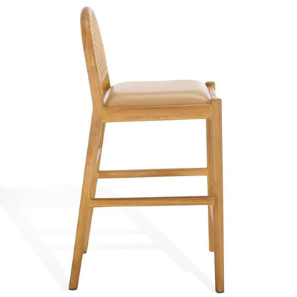 Galilea Rattan and Leather Counter Stool