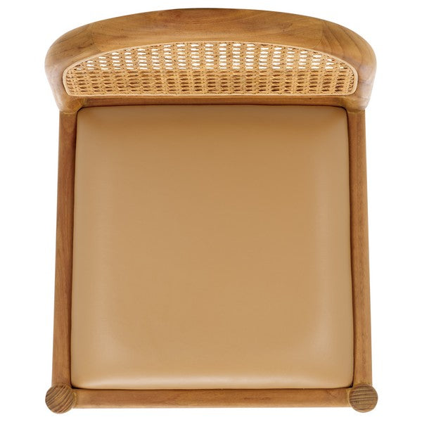 Galilea Rattan and Leather Counter Stool