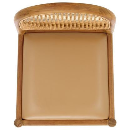 Galilea Rattan and Leather Counter Stool