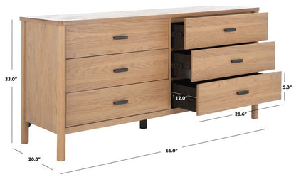 Bordonaro 66 in. Oak Veneer Dresser - Natural