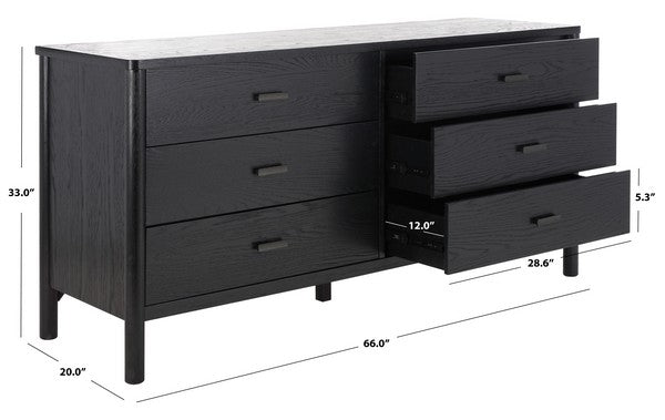 Bordonaro 66 in. Oak Veneer Dresser - Black