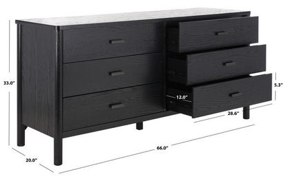 Bordonaro 66 in. Oak Veneer Dresser - Black