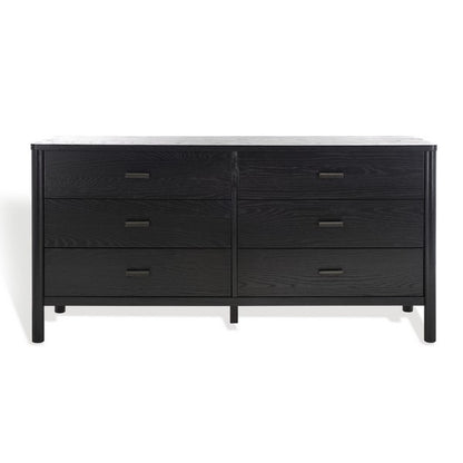 Bordonaro 66 in. Oak Veneer Dresser - Black