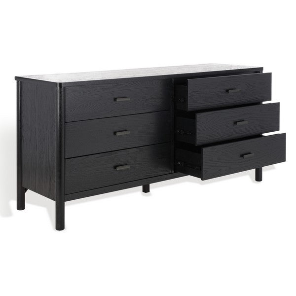 Bordonaro 66 in. Oak Veneer Dresser - Black
