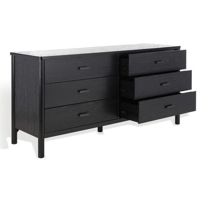 Bordonaro 66 in. Oak Veneer Dresser - Black