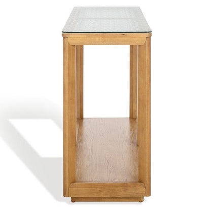 Osidda 55 in. Wood and Glass Top Console Table - Natural