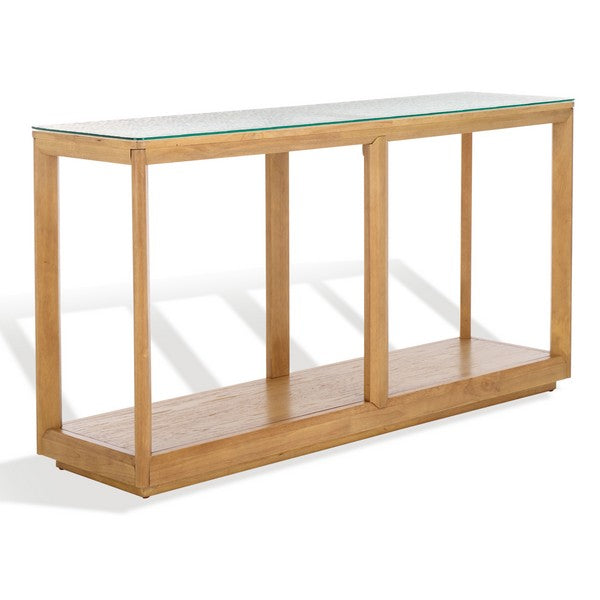 Osidda 55 in. Wood and Glass Top Console Table - Natural