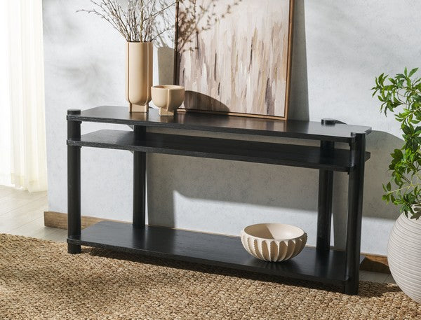 Orsano 60 in. Solid Rubberwood Console Table - Black