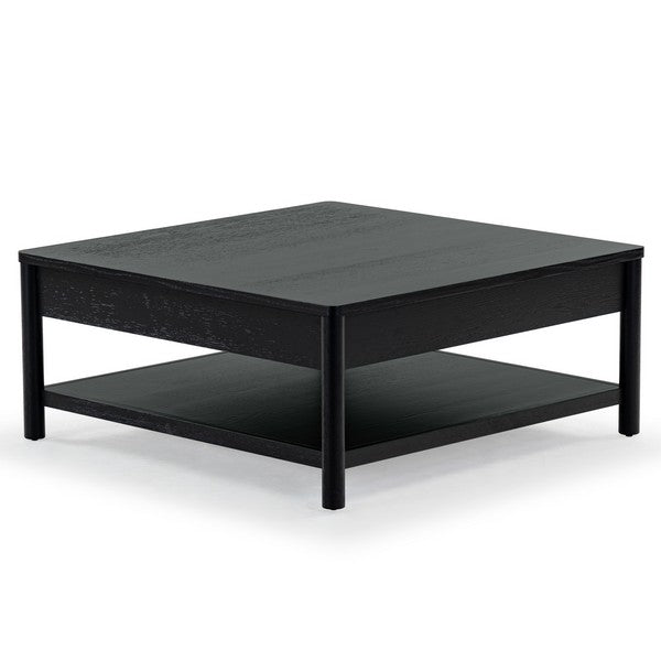 Agnano 42 in. Solid Rubber Wood Coffee Table - Black