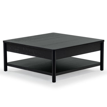 Agnano 42 in. Solid Rubber Wood Coffee Table - Black