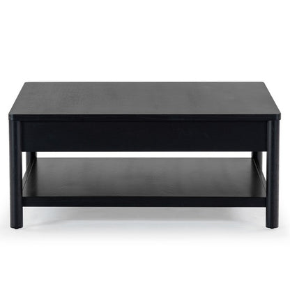 Agnano 42 in. Solid Rubber Wood Coffee Table - Black