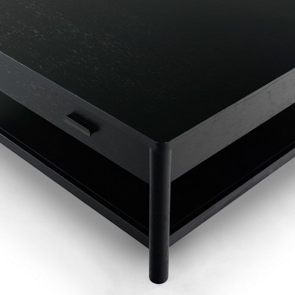 Agnano 42 in. Solid Rubber Wood Coffee Table - Black