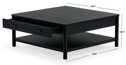 Agnano 42 in. Solid Rubber Wood Coffee Table - Black