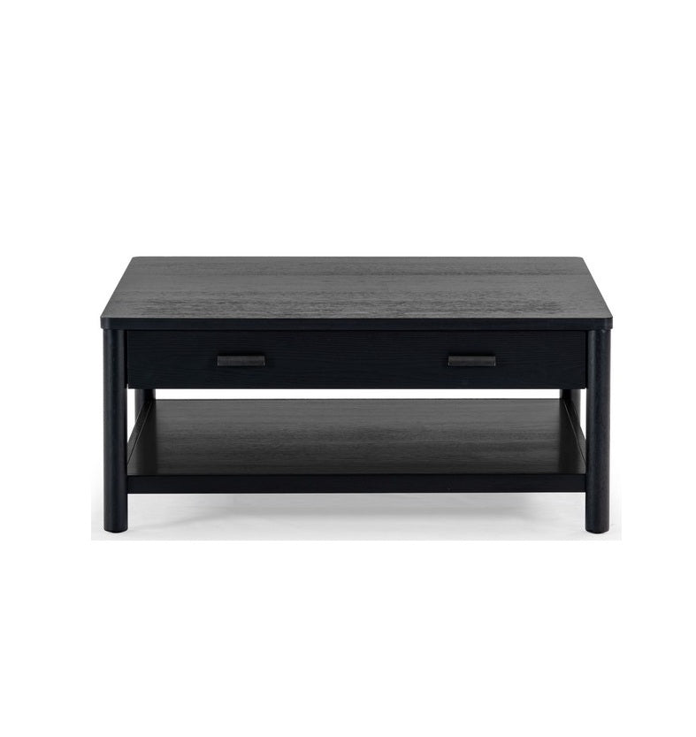 Agnano 42 in. Solid Rubber Wood Coffee Table - Black