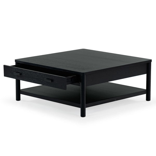 Agnano 42 in. Solid Rubber Wood Coffee Table - Black