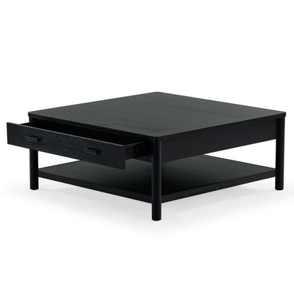 Agnano 42 in. Solid Rubber Wood Coffee Table - Black