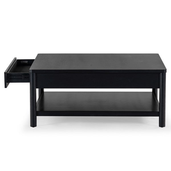 Agnano 42 in. Solid Rubber Wood Coffee Table - Black