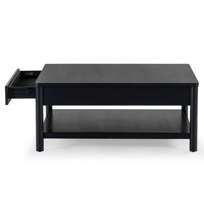 Agnano 42 in. Solid Rubber Wood Coffee Table - Black