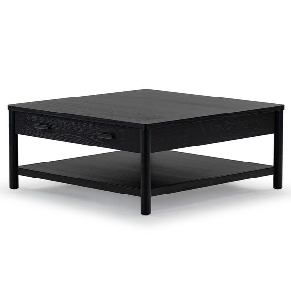 Agnano 42 in. Solid Rubber Wood Coffee Table - Black