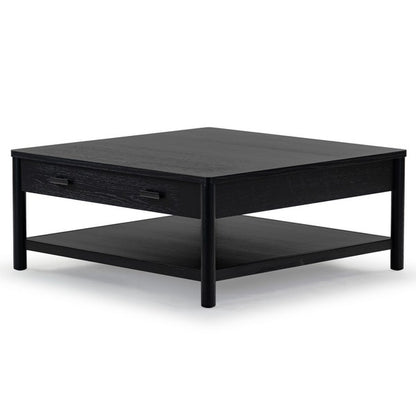 Agnano 42 in. Solid Rubber Wood Coffee Table - Black