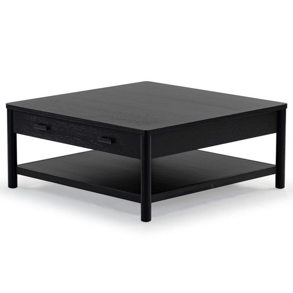 Agnano 42 in. Solid Rubber Wood Coffee Table - Black