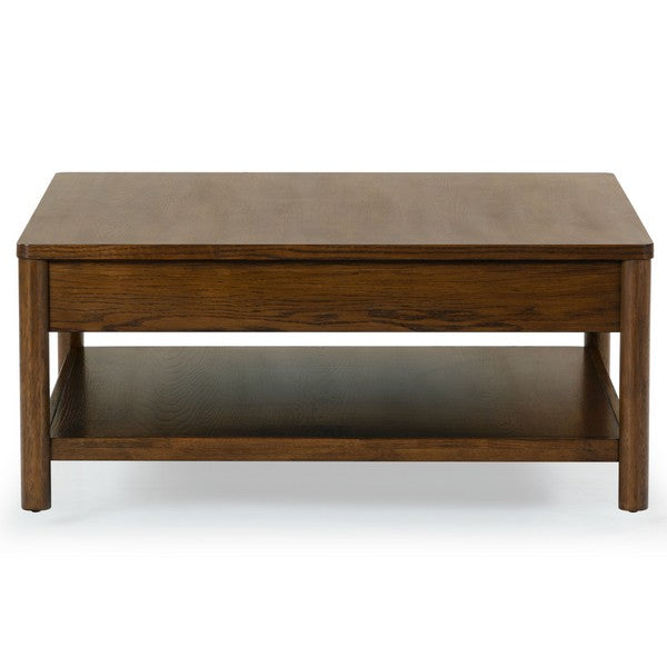 Agnano 42 in. Solid Rubber Wood Coffee Table - Medium Oak
