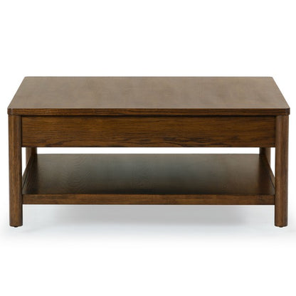 Agnano 42 in. Solid Rubber Wood Coffee Table - Medium Oak