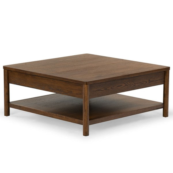 Agnano 42 in. Solid Rubber Wood Coffee Table - Medium Oak