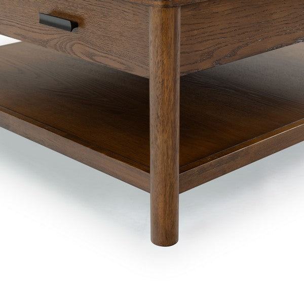 Agnano 42 in. Solid Rubber Wood Coffee Table - Medium Oak