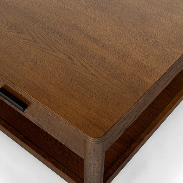 Agnano 42 in. Solid Rubber Wood Coffee Table - Medium Oak