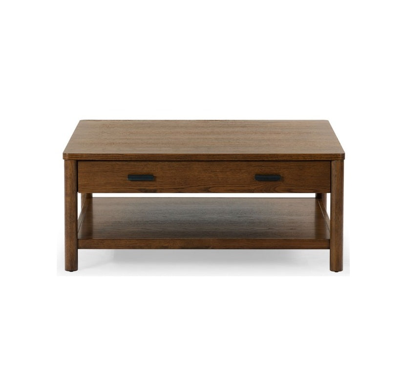 Agnano 42 in. Solid Rubber Wood Coffee Table - Medium Oak