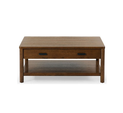 Agnano 42 in. Solid Rubber Wood Coffee Table - Medium Oak