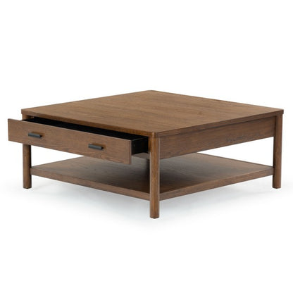 Agnano 42 in. Solid Rubber Wood Coffee Table - Medium Oak