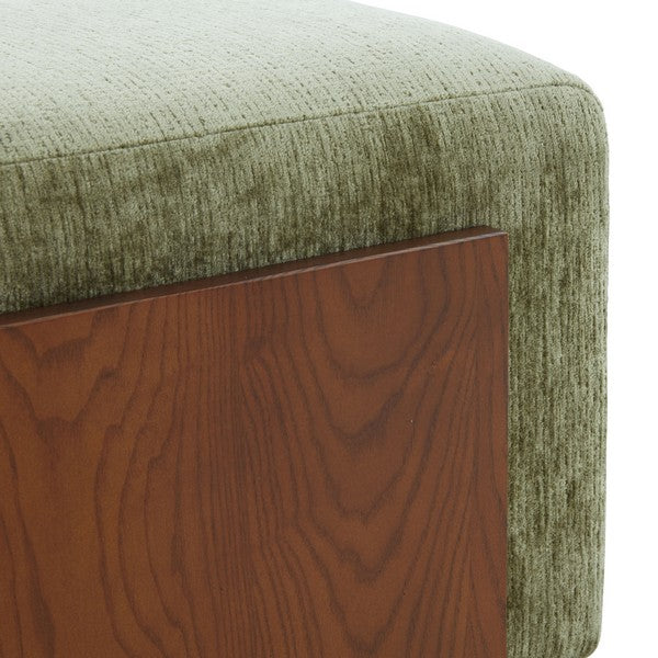 Candia Chenille and Wood Ottoman