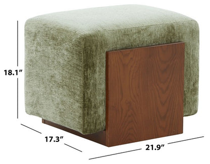 Candia Chenille and Wood Ottoman