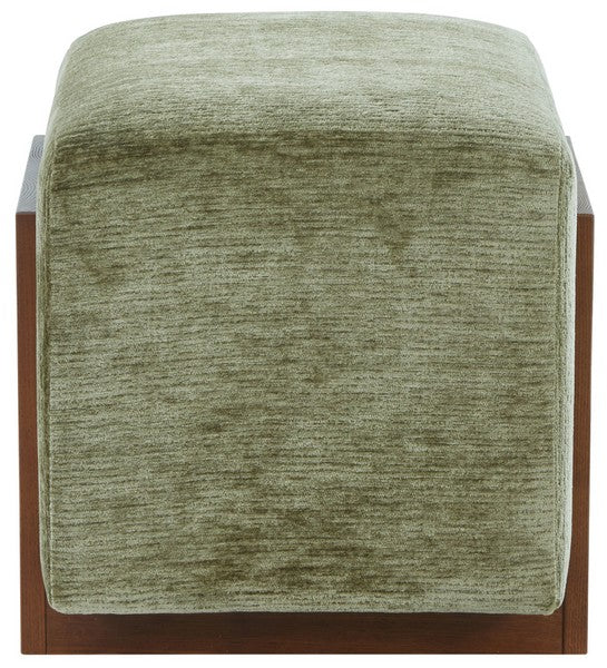 Candia Chenille and Wood Ottoman