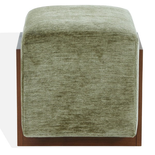 Candia Chenille and Wood Ottoman